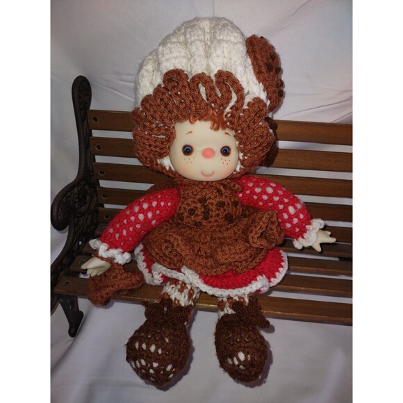 Vintage Crocheted Strawberry Shortcake 16in Doll Chocolate Chip Ice Cream - Picture 4 of 14
